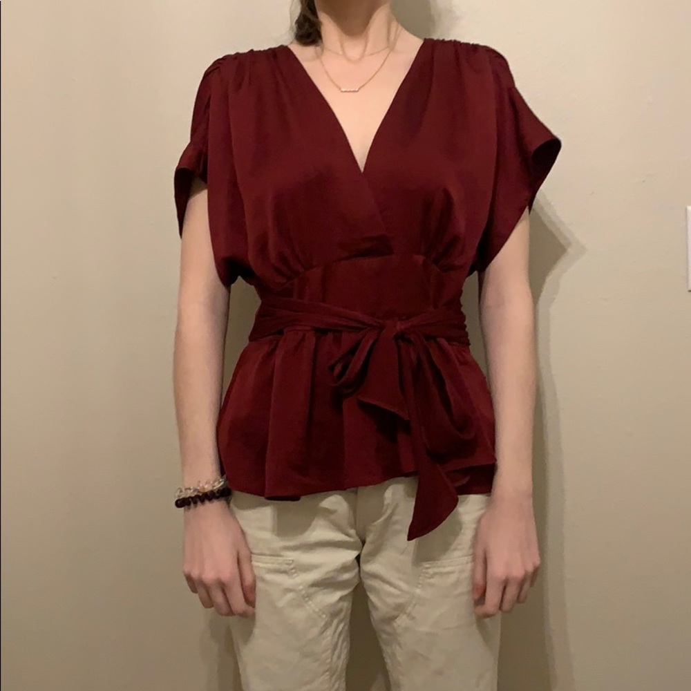 Red blouse short sleeve